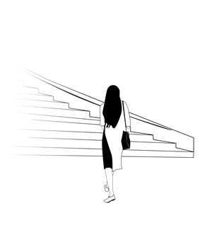 黑白画-行走的背影