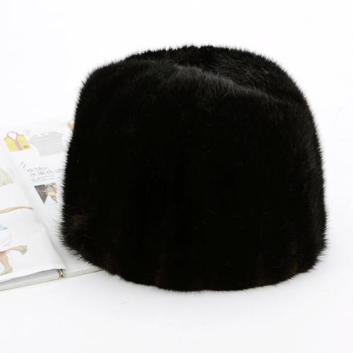 水貂皮帽子 男款冬中老年貂帽整张貂皮无檐保暖绅士帽子精品商品大图