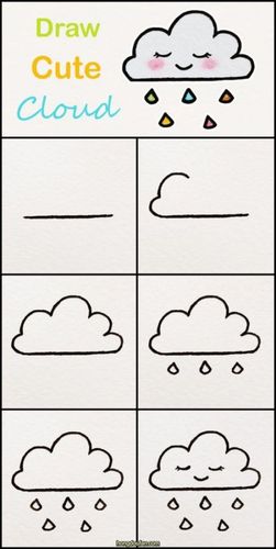 下彩虹雨的卡通云朵要如何画?云朵简笔画大全
