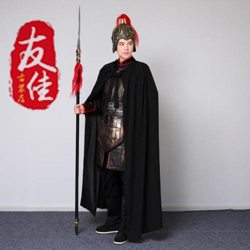 影视新款男将军盔甲铠甲战袍元帅古装剧组服装道具士兵演出服黑色