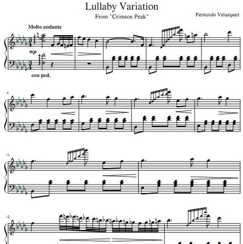 猩红山峰lullaby variation钢琴谱