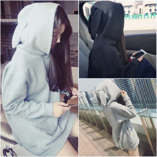 戴帽子的卫衣女原宿潮ulzzang韩版学生可爱春款上衣2016百搭修身