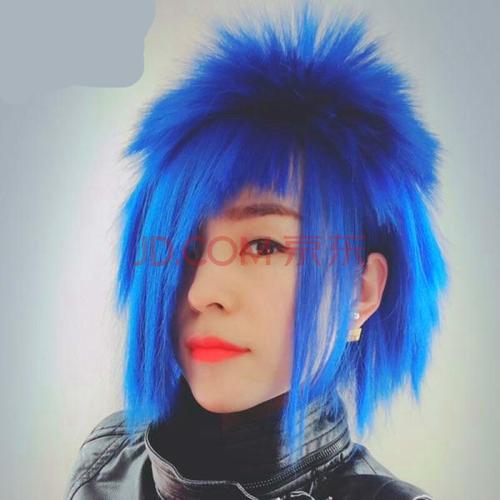 假发男 非主流假发 彩色 拍段子 葬爱 夸张假发表演道具 假发 宝蓝色