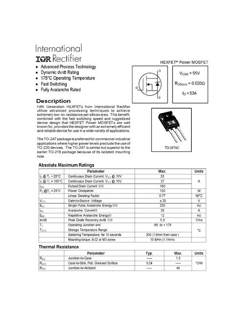 irfp044npbf advanced process technology