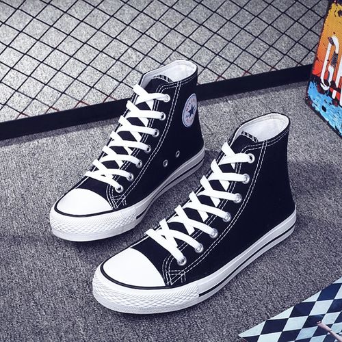 春季高帮帆布鞋男韩版学生休闲鞋情侣款板鞋潮男鞋子球鞋运动鞋女衫