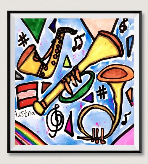 创意儿童画铜管乐器