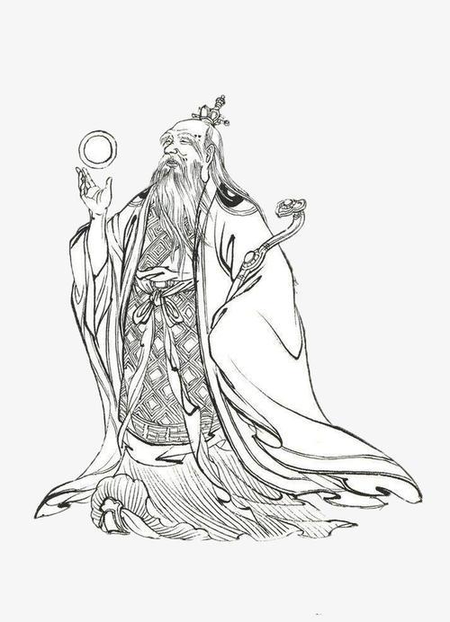 太上老君的简笔画带颜色