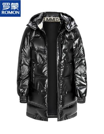 罗蒙2021年新款品牌高级感冬季男羽绒服中长款外套亮面大码男士加肥