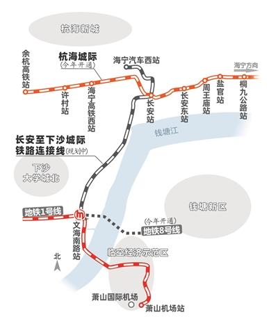 海宁融杭再添一条城际铁路 长安-下沙线基本确定接入杭州地铁1号线