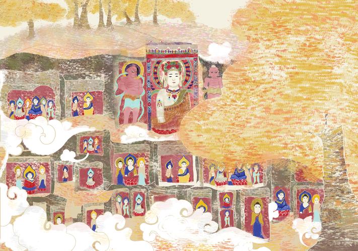 南龛石窟1|插画|商业插画|chenxue199008 - 原创作品 - 站酷 (zcool)
