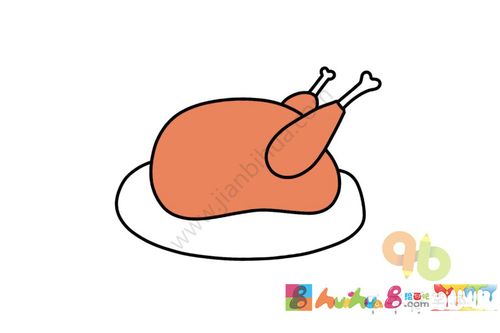 美味的烧鸡简笔画画法怎么画简笔画教程_绘画吧-画画
