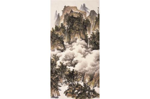 画家北海山水画作品春山壑谷祥云多-价格多少钱一平尺