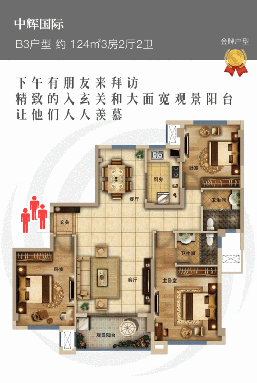 中辉国际建面约124㎡户型图