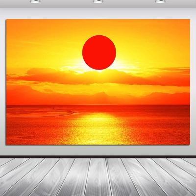 画家图案阳光油画日出太阳抽象画风墙贴办公室现代