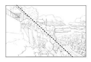 斜线构图简笔画素材