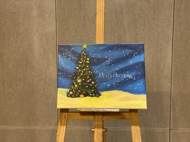 圣诞树90油画棒/丙烯颜料96_油画_圣诞树_颜料_油画棒_文化_绘画