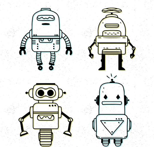 矢量图矢量卡通角色手绘机器人