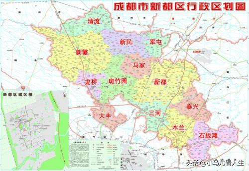 新都地图   和龙泉驿区差不多的新都区,这几年也是发展平平,从