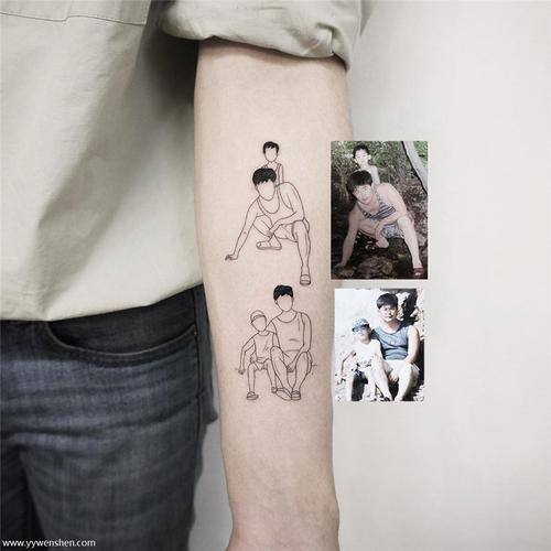 与父亲的合照照片对照简笔画纹身图案集