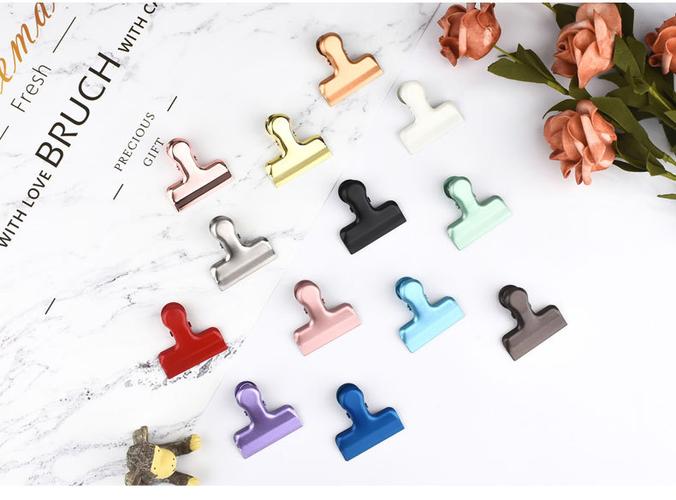 ins风格 小清新金属红色小铁夹 票夹 封口夹 40mm照片小夹子