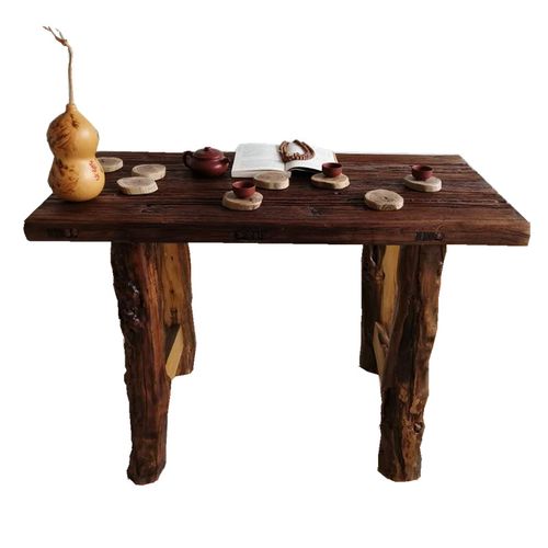 老榆木门板旧木头茶桌原木复古禅意实木地板背景墙风化木茶台餐桌