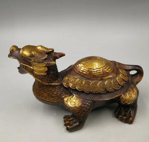 纯铜流金八卦招财龙龟!品相尺寸