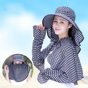 遮阳帽防晒帽遮脸带披肩大沿帽护颈夏天户外出游太阳帽骑车帽子女
