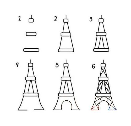 埃菲尔铁塔的画法步骤简笔画绘画教程