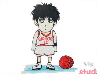 灌篮高手樱木花道手绘简笔画画画步骤简单易学玩花样篮球的男孩简笔画