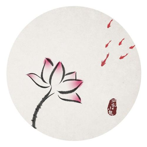 竹间系列——荷花-石家小鬼_荷花,莲花,金鱼,水墨画,中国风,古风_涂鸦