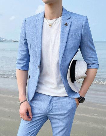 西服套装男春秋修身韩版男士商务休闲西装两件套职业面试正装白领工作