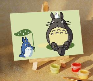 爆款diy数字油画动漫涂鸦填色画儿童手绘水粉水彩画幼儿早教龙猫