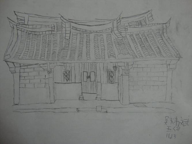 小学生风景写生寺庙