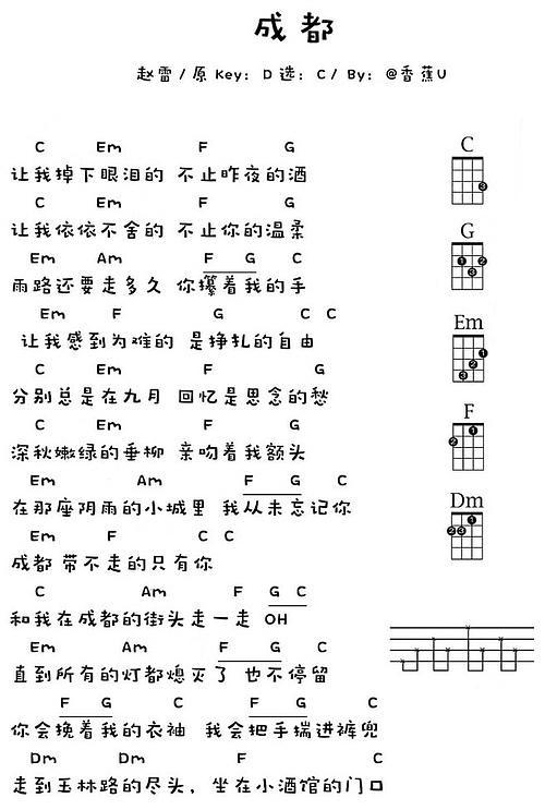 初学乌克丽丽简单的尤克里里和弦指法