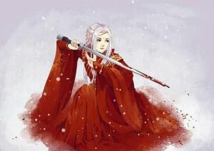 我想求一些漂亮的古风图片.红衣女子,凄惨,白发,持剑