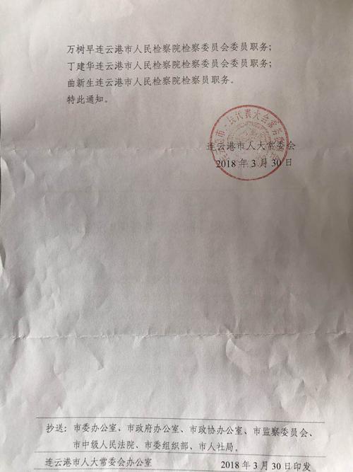 关于张克晓等同志职务任免的通知_连云港市人民检察院