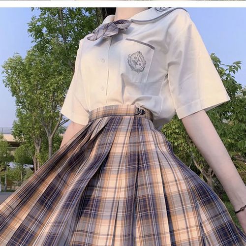 日系学生jk制服山吹温柔一刀水手服百褶裙学院 树莓红茶单独裙子 xl