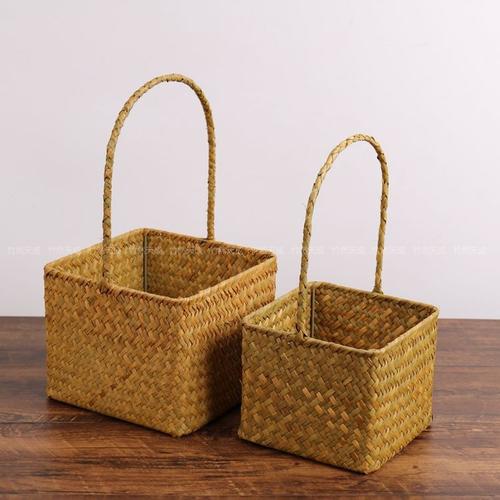 手提篮子藤条手工编织的竹篮小装鸡蛋的小篮子装草莓的鸡蛋春游