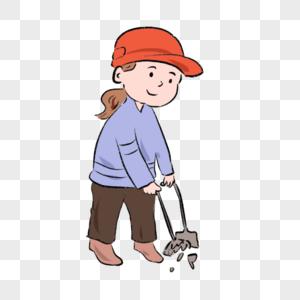 叔叔阿姨图片手绘扫地阿姨卡通漫画元素素材