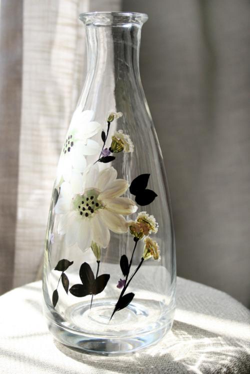 手绘花朵玻璃花瓶