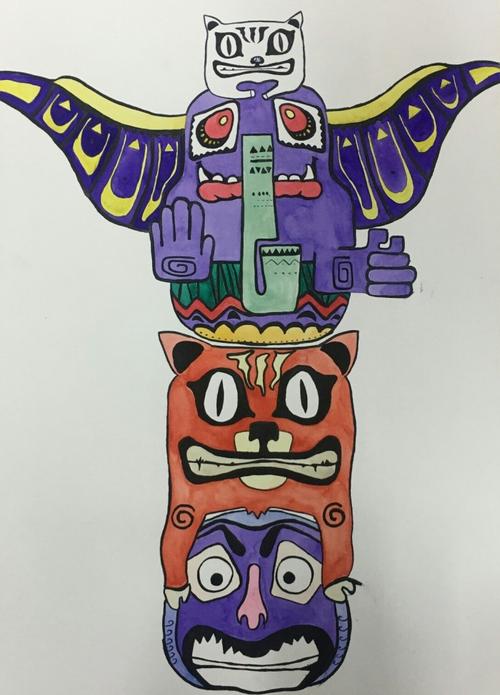 图腾柱画,卡通版