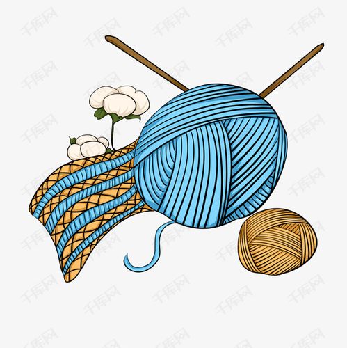 卡通手绘织毛线插画