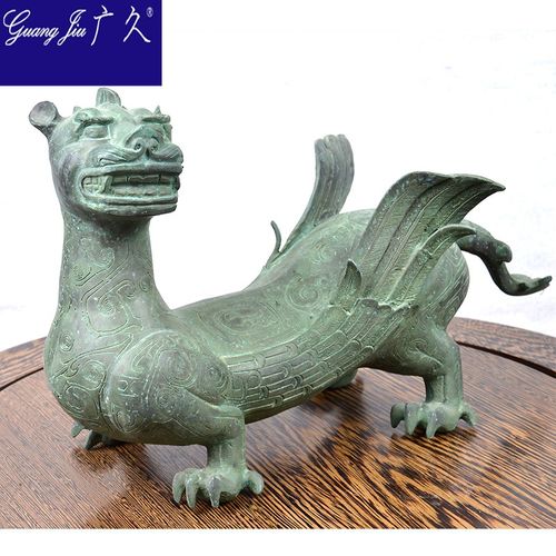 青铜器招财双翼神兽办公室老板书柜摆件工艺品纯铜貔貅 xl0724