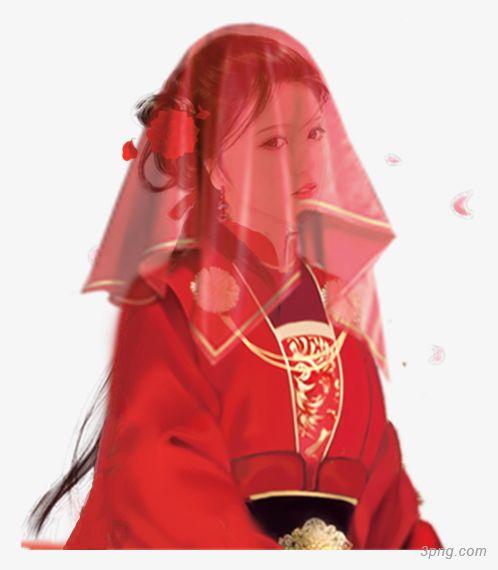 古风戴红盖头红妆美女