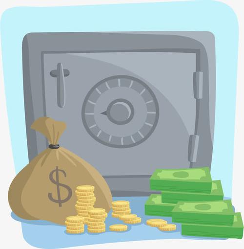 矢量,手绘,金库,卡通,金币,钱袋子