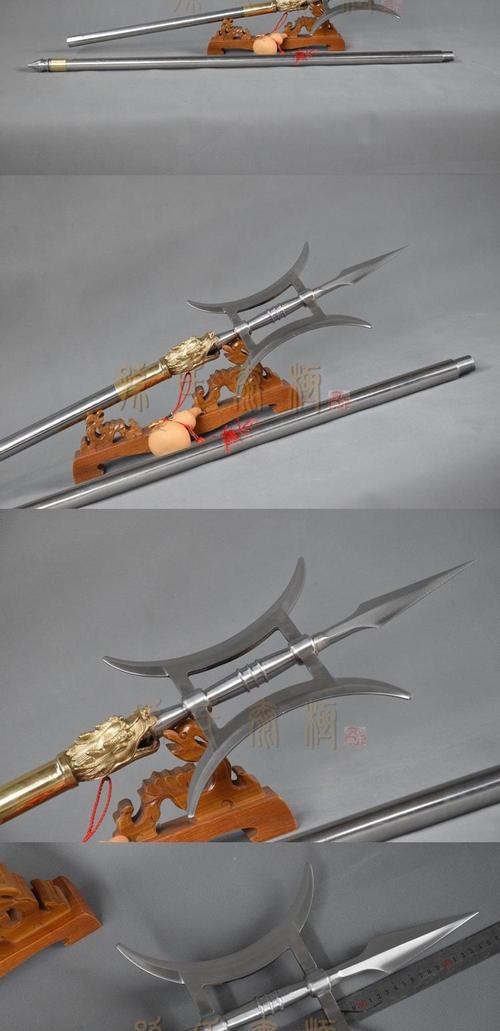 武术器材方天画戟不锈钢双月龙头单戟双戟十八般兵器吕布影视道具