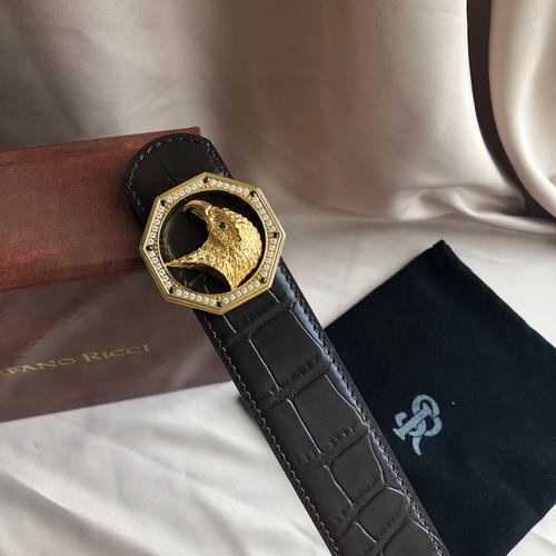 00619stefanoricci史蒂芬劳尼治专柜款精钢鹰头镶嵌钻扣38mm细节处理