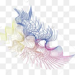 几何曲线唯美彩色图案元素