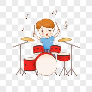 打鼓卡通人物元素素材