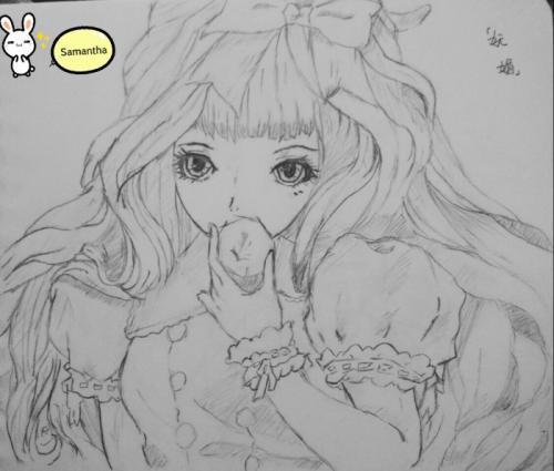 素描,铅笔画,卡通动漫,samantha.